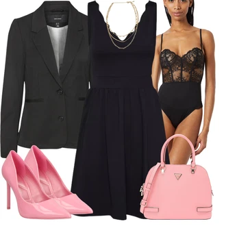Outfit s Černá/Tmavě šedá Oversize Sako/Teplákový blejzr/Bavlněný Sako/Kožená Pánská Bund/Kožená bunda pro muže/Kožená bunda/Boyfriend Sako/Krátké Sako/Blejzrové Bund/Neformální Sako VERO MODA "Letní vzhled pro módní ženy"