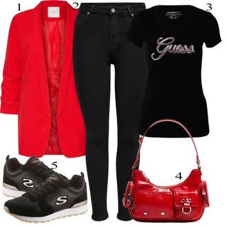 Outfity z džínu s Červená/Tmavě červená Oversize Sako/Boyfriend Sako/Dlouhý Sako/Teplákový blejzr/Kožená bunda pro muže Pieces "Oblečení do kanceláře"