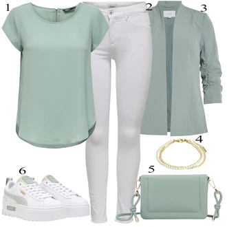 Outfit s Zlatý/Bílá Náramek Pilgrim "Klasické vzhledy"