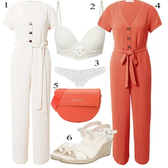 Outfit s Červená/Oranžová Overal Svatební kombinéza/Slavnostní Overall/Elegantní Overal/Letní Overall About You "Outfit na léto"