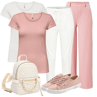Djeveruša Outfit sa Pink Hlače Palazzo Hlača/Hlače od muslina/Hlače Visokog Struka/Slinky Hlača/Duga Hlača/Široka Hlača/Muška Kožna Jakna/Slip-on Hlača/Culotte Hlačice/Marlene Hlača/Relax Hlače/Hlača za Plažu/Jersey Hlača/Pidžama Hlača Object "Ljetna odjeća"