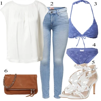Outfit s Tmavě modrá/Modrá/Světle modrá Bikiny - Spodní Díl/Spodní díl bikin/Bikiny tanga/Bikiny hotpant/Plavka/Bikinové plavky s vycpávkami/Sportovní bikiny ROXY "Módní letní vzhled"