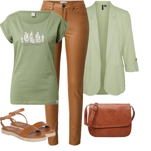 Kombinace Hnědá/Khaki/Béžová Kalhoty z Umělé Kůže/Kožený legíny/Kožená Kalhoty/Skinny Kalhoty B.young