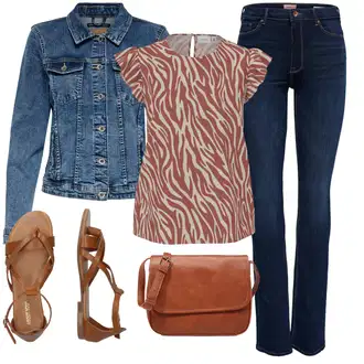 Outfit s Hnědá/Béžová Sandál S T Páskem/Vintage sandál/Páskový Sandál/Gladiátorská sandála/Římská sandála/Letní Bota About You "Módní letní vzhled"