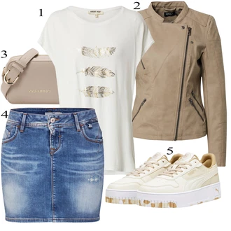 Z Cutworkom outfit mit Zelena/Khaki/Bela/Bež/Siva Srajca & majica velike velikosti/Majica & Top/Bluza velika velikost About You "poletni videz"