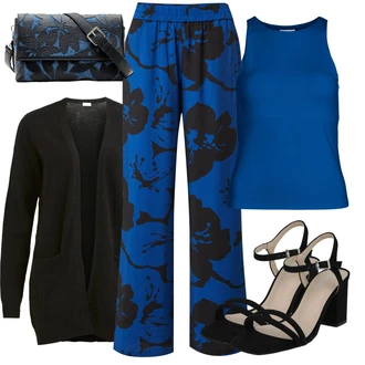 Vysoké Podpatky Outfit s Černá/Bílá/Hnědá Sandál Na Podpatku/Sandál Na Širokém Podpatku/Sandál s podpatkem About You "Módní letní vzhled"
