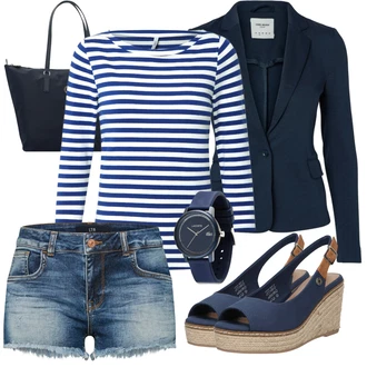 Outfit s Modrá/Tmavě modrá/Světle modrá Řetízkové hodinky/Baterie hodinek/Řemínek pro hodinky/Nástroj pro hodinky/Sportovní doplněk Lacoste "Módní letní vzhled"
