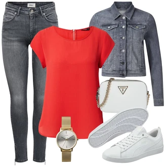 Outfit s Červená Tričko & Top Móda Pro Plnoštíhlé/Halenka Móda Pro Plnoštíhlou/Halenka a Tunika Tunika Only "Módní letní vzhled"