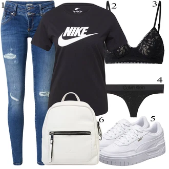 Tisk logotipa outfit mit Temno siva/Črna/Temno modra Majica s kratkimi rokavi/Majica za trening Nike Sportswear "poletni videz"