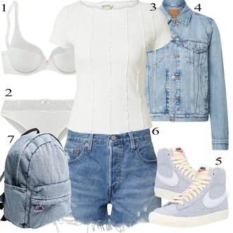 outfit mit Svetlo modra/Modra Kratke hlače velike velikosti levi's ® "poletni videz"