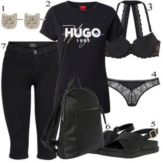 Poletne Outfiti mit Temno modra/Črna Kapri hlače/Jeans Pajkice/Kolesarska Hlača/Jeggings/Push up Hlača/3/4 Hlača Only "poletni videz"