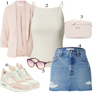 Džínovina Outfit s Modrá/Světle modrá Krátká Sukně/Džínová vintage sukně/90tá Léta Sukně/Džínová Sukně levi's ® "Outfit na léto"