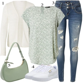 Krst outfit mit Krem/Bela Pletene Velika velikost/Pletenina Only "poletni videz"Look: Bar, Krst, Koncert, Konfirmacija, Koče, Šola