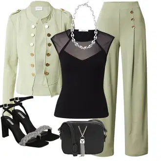 Outfit s Černá/Bílá/Červená/Stříbrný Sandál Na Podpatku/Sandál Na Širokém Podpatku/Sandál se třpytkami/Sandál s podpatkem nly by nelly "Outfit na dovolenou"