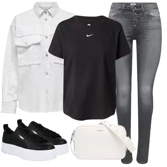 Outfit s Šedá/Bílá/Žlutá/Krémová Letní Bund/Cargo bunda/Blůzová Bunda/Jacquard Bund/Udržitelná bunda/Ažurová pletená bunda/Reflexní Bund/Košilová bunda Only "Outfit na léto"