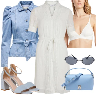 Jaro Outfit s Světle modrá/Modrá Vintage Bund/Blůzová Bunda/Krátké Džínové Bundičky/Letní Bund/Džínové Bund Only "Outfit na léto"