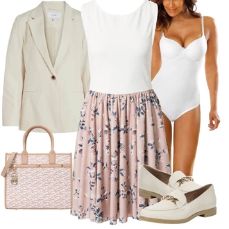 Lehké Outfit s Růžová/Hnědá Šaty Do Áčka/Šaty Bez Rukávů/Letní Šaty/2-v-1 šaty/Šaty na Konfirmaci/Společenské šaty pro hosta/Šaty S Potiskem About You "Outfit na léto"