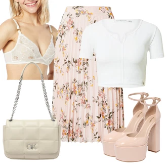Outfity pro zábavu Hippie s Růžová/Hnědá About You "Outfit na léto"Look: Boho, Hippie, Mom, Krásný, Romantický, Univerzitní