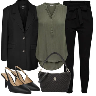 Outfit s Černá Kožená bunda pro muže/Kožená bunda/Boyfriend Sako/Dlouhý Sako/Oversize Sako/Kožená Pánská Bund/Blejzrové Bund VERO MODA "Outfit na léto"
