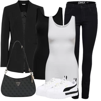 Móda pro plnoštíhlé Outfit s Černá Elegantní Sako/Kožená Pánská Bund/Kožená bunda pro muže/Smokingové sako/Blejzrové Bund/Business Oblek/Pletený Sako/Kožená bunda/Neformální Sako/Blůzové Sako Lascana "Outfit na léto"
