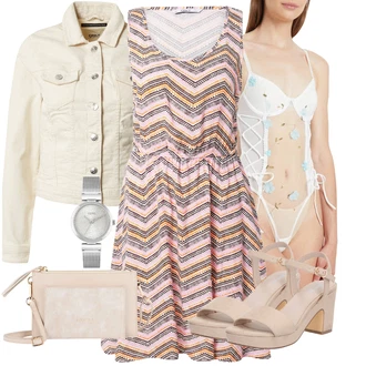 Outfit s Krémová/Khaki/Béžová/Bílá/Oranžová Vintage Bund/Letní Bund/Jarní bunda/Džínové Bund/Manšestrová Bunda/Krátké Džínové Bundičky/Krátký Bund/Krátký Bund Only "Outfit na léto"