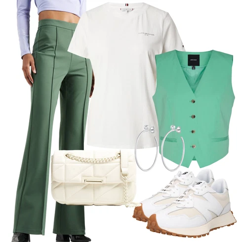 Kombinace Tmavě Zelená/Zelená Kalhoty s Vysokým Pasem/Obleková Kalhoty/Rozšířená Kalhoty/Kalhoty Bootcut/Kalhoty se Štěrbinou florence by mills exclusive for about you