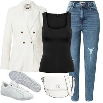 Outfity pro zábavu s Světle modrá/Modrá High Waist Džínové Kalhoty/Kotníková Bota/Boyfriend Džínové kalhoty/Džíny s Rozparkem/Kožené bundy/Džíny s Dírou/Girlfriend Džíny Pieces "Outfit na léto"