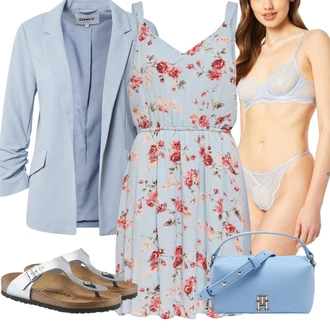 Výstřih na ramena Outfit s Modrá/Světle modrá/Růžová Skater šaty/Šaty Bez Rukávů/Letní Šaty/Šaty S Potiskem Only "Outfit na léto"