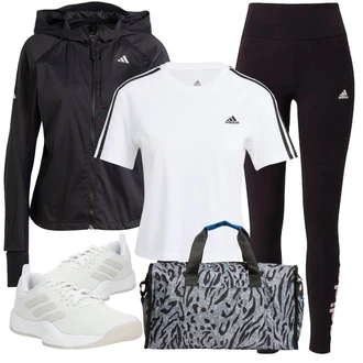 Outfit s Fialová/Černá/Tmavě červená/Tmavě modrá Sportovní Legína/Legíny s Podšívkou/Legíny s Vysokým Pasem/Běžecká Kalhoty/Legíny s Rozparkem/Legíny do Posilovny adidas sportswear "Outfit na léto"