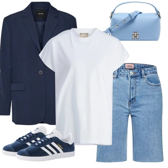 Nadrozměrné Outfit s Krémová/Bílá Jednoduchý top/Mužské běžecké boty/Neformální tričko/Fancy tričko/Funkční tričko/Dlouhá košile/Tričko nadměrné velikosti/Tričko s krátkým rukávem jjxx "Outfit na léto"Look: Klasické, Nadrozměrné, Skromné, Unisex, Pracovní oděvy