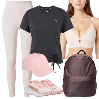 Outfity pro golf Retro s Růžová Kšiltovka About You "Outfit na léto"Look: Retro, 80tá léta