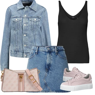 Oblečení se sukní Punk s Světle modrá/Modrá jjxx "Outfit na léto"Look: Punk, 90tá léta, Univerzitní, Krásný, 70tá léta