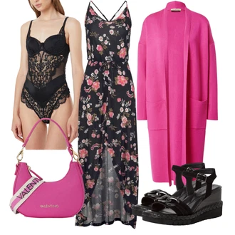 Bez rukávů Dlouhé Outfit s Červená/Růžová/Fialová/Hnědá Maxi Šaty/Šaty S Potiskem/Šaty Bez rukávů/Boho Letní Šaty/Šifonové Šaty/Dlouhé Letní Šaty Lascana "Outfit na léto"