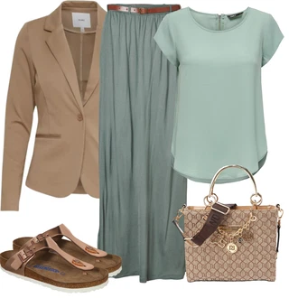 Outfit s Béžová/Hnědá/Růžová/Zlatý Žabka na podpatku/Žabka s klínovým podpatkem/Sandál Dianette/Pohodlný Sandál/Sandály na hřídeli/Sandál S T Páskem Birkenstock "Outfit na léto"