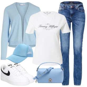 Outfit s Modrá Kšiltovka About You "Outfit na léto"