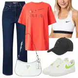 Tmavě Modré Uvolněné Džíny Outfity image