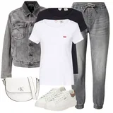 Šedé Only Džíny Slouchy Outfity image