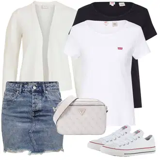 Oblečení se sukní Skating s Tmavě modrá/Modrá Krátká Sukně/Džínová Sukně/Džínová vintage sukně/90tá Léta Sukně Only "Outfit na léto"Look: Hokej, Skating, Na Procházku, Tanec