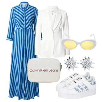 Outfit s Modrá Košilové šaty/Dlouhé Letní Šaty/Nadměrná velikost šatů/Dlouhé šaty/Maxi Šaty/Francouzské šaty/Kaftan šaty yas "Outfit na léto"