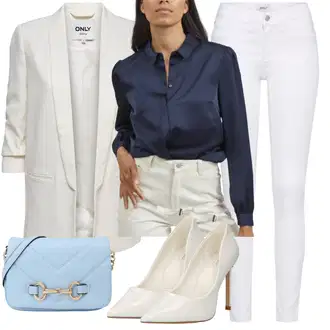 Moderní Outfit s Bílá/Hnědá/Černá Džín s Širokou Nohavicí/Dámské Džíny s Délkou 7/8/Zvonové Džíny/Zkrácené Džíny/Formální Košile/Džíny Culottes/Plisované Džíny Only "Outfit na léto"Look: Styl, Cool, Francouzské, Italský, Námořní, Moderní, Mom, Krásný, Španělské, Western, Old Money, 70tá léta