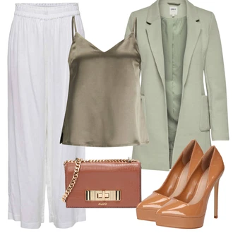 Outfit s Šedá/Krémová/Bílá Plážová Kalhoty/Pumpová Kalhoty/Kalhoty s nášivkou uprostřed/Palazzo Kalhoty/Plisovaná kalhoty/Slinky Kalhoty/Pyžamová Kalhoty/Harémová Kalhoty/Baggy Kalhoty/Navlékací Kalhoty/Plisovaná Kalhoty/Tradiční Kalhoty/Mušelínové kalhoty Only "Outfit na léto"