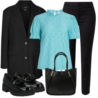 Outfit s Černá Kožená bunda pro muže/Kožená bunda/Boyfriend Sako/Dlouhý Sako/Oversize Sako/Kožená Pánská Bund/Blejzrové Bund VERO MODA "Outfit na léto"
