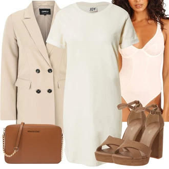 Outfity pro 18. narozeniny Host s Béžová/Hnědá/Khaki Nezařazené ONLY (tall), Krémová/Bílá Spodní prádlo ow collection, Hnědá/Béžová Nezařazené About You, Hnědá Nezařazené MICHAEL Michael Kors "Outfit na léto"