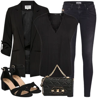 Outfity z džínu s Černá Blůzové Sako/Dlouhý Sako/Neformální Sako/Cargo Sako/Smokingové sako/Oversize Sako/Krátké Sako/Boyfriend Sako/Blejzrové Bund/Kožená Pánská Bund/Kožená bunda pro muže Only "Outfit na léto"