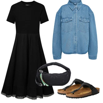 Outfit s Černá/Béžová Pohodlný Sandál/Sandály na hřídeli/Letní Bota/Sandál Dianette/Sandál S T Páskem Birkenstock "Outfit na léto"