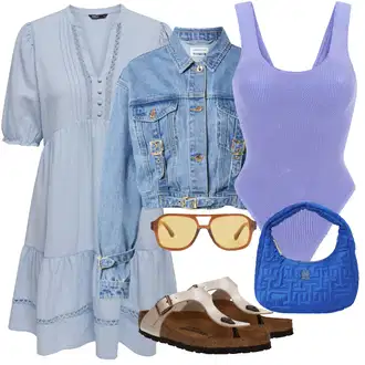 Outfity pro léto s Světle modrá/Modrá Košilové šaty/Šaty S Kosticí/Halenkové Šaty/Francouzské šaty/Šaty Niki/Letní Šaty Only "Outfit na léto"