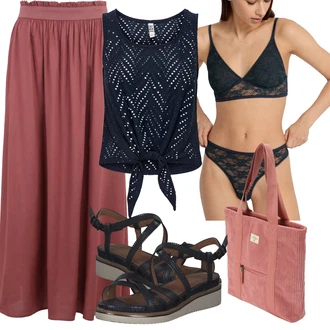 Outfit s Tmavě modrá/Modrá Průhledná kalhotka/Průsvitná kalhotka/Tanga/Tanga/Brazilské Kalhotky lscn by lascana "Outfit na léto"