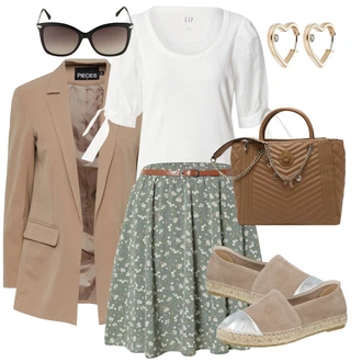 Kůže Outfit s Hnědá/Béžová Espadrille pantofle/Espadrille sandál Espadrij L´originale "Outfit na léto"