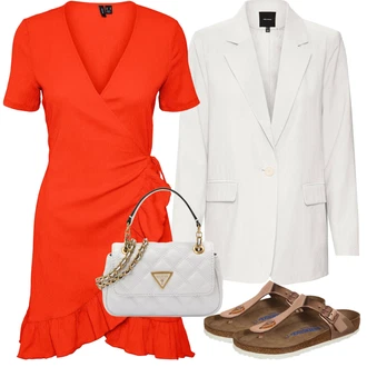 Outfit s Béžová/Hnědá/Růžová/Zlatý Žabka na podpatku/Žabka s klínovým podpatkem/Sandál Dianette/Pohodlný Sandál/Sandály na hřídeli/Sandál S T Páskem Birkenstock "Outfit na léto"