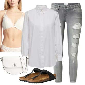 Outfit s Černá/Béžová Pohodlný Sandál/Sandály na hřídeli/Letní Bota/Sandál Dianette/Sandál S T Páskem Birkenstock "Outfit na léto"